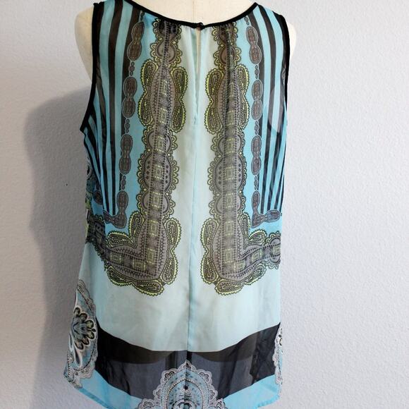 A.N.A. Sheer Sleeveless Boho Print Blouse Size L - Picture 5 of 5